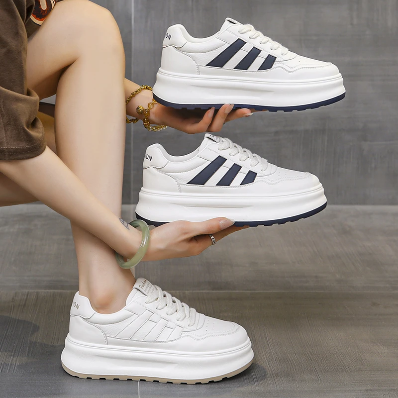 私魅2024春秋季新品百搭简约厚底轻便运动小白鞋时尚板鞋【文明3】