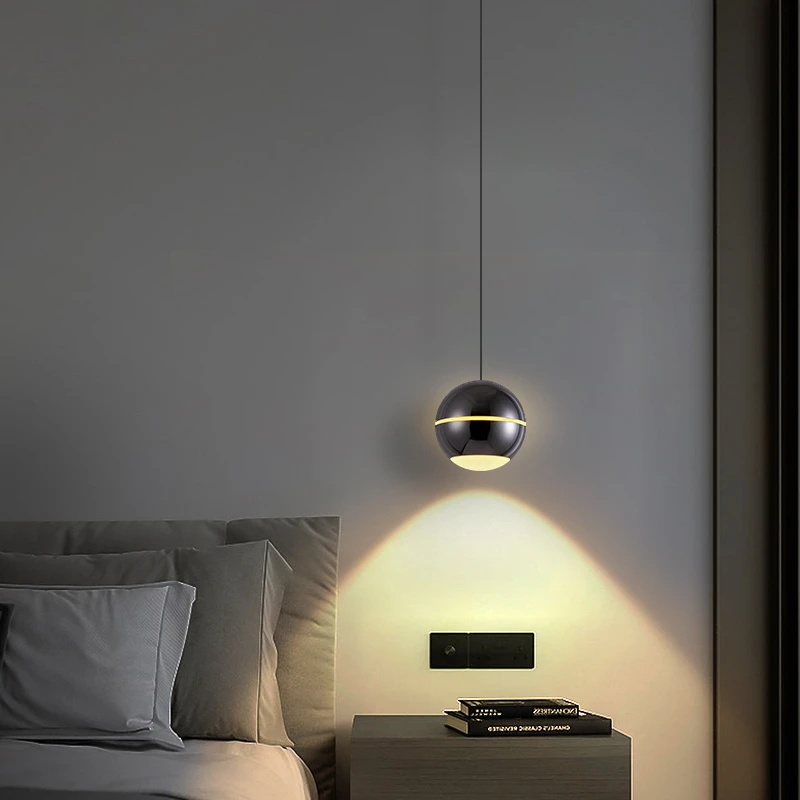 圆形魔豆前台吧台小吊灯创意个性卧室床头单头吊灯可以调节高度