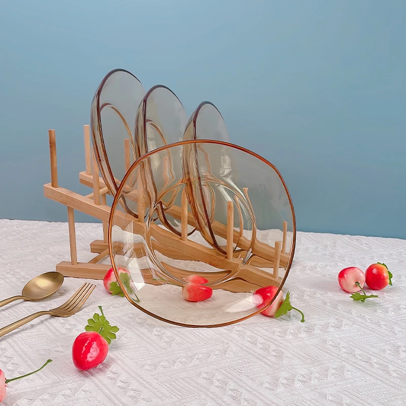 SINICON/希伲康高硼硅琥珀色玻璃盘家用菜盘四角方盘可微波炉加热