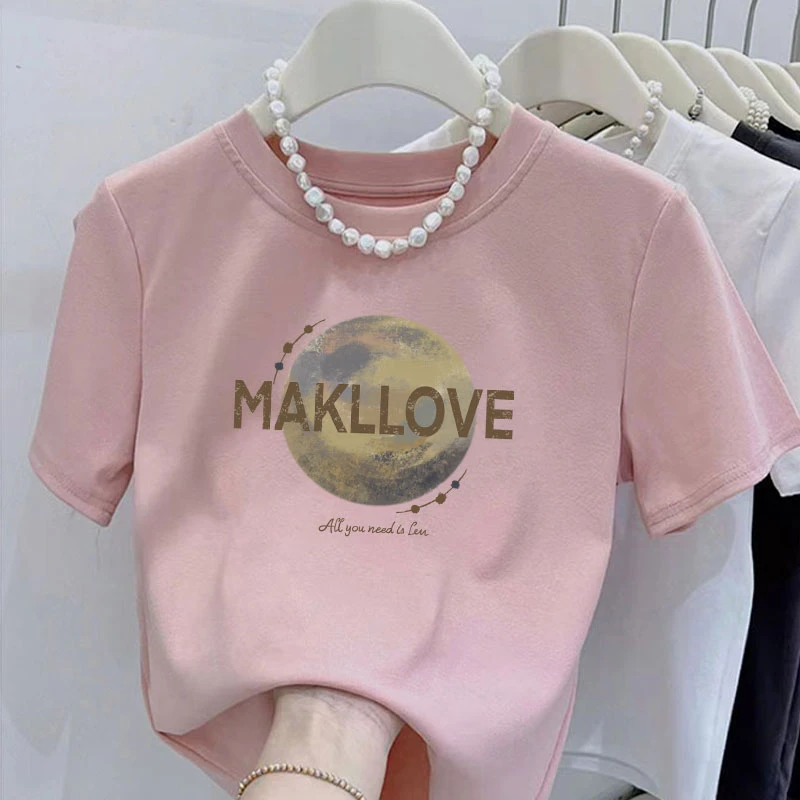 姿姐星空星球 2025新款印花圆领短袖t恤百搭显瘦小众修