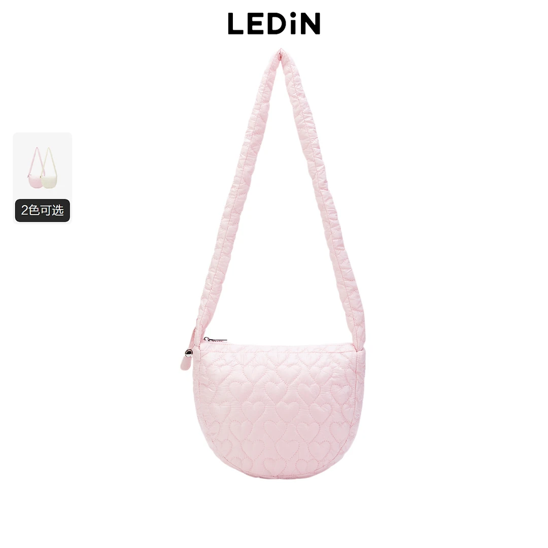 【商场同款】乐町2024年冬季新品绗缝抽绳单肩斜挎包C1YFE4476