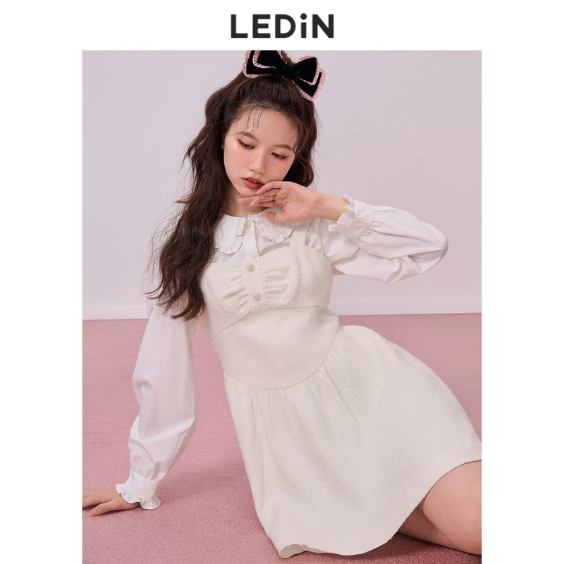 乐町新款精致小香风连衣裙精致设计感法式小众甜美气质温柔小白裙