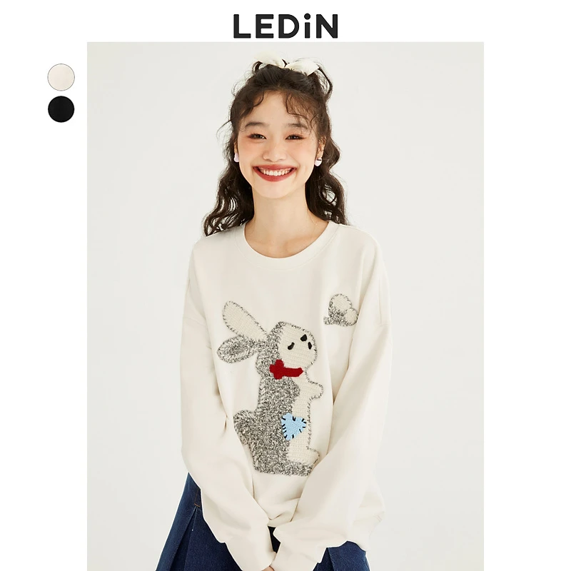 乐町可爱上衣季新款毛织小兔圆领卫衣C1CRD3402