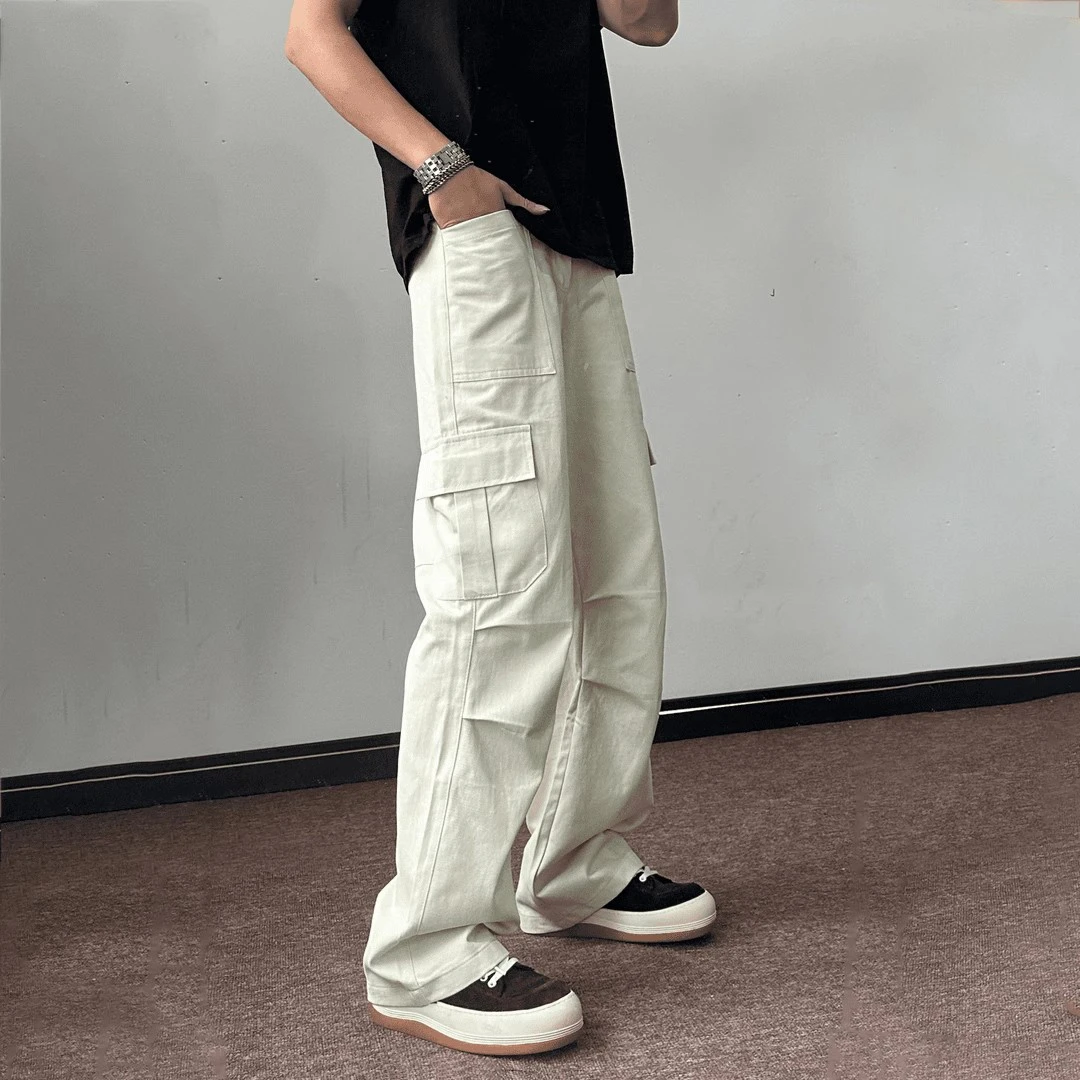 2024年春秋新款美式伞兵裤宽松百搭直筒休闲裤男潮流日系工装裤潮