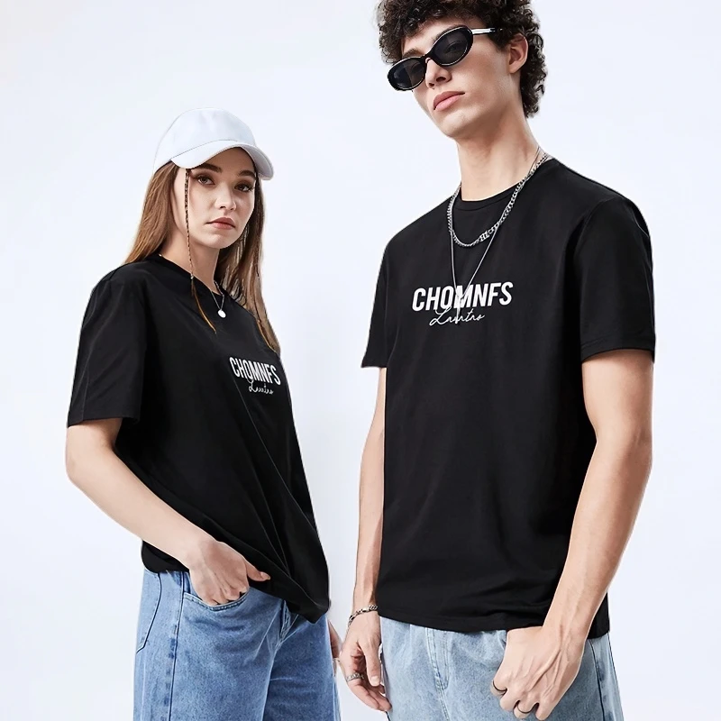 雅鹿男士美式230克纯棉重磅t恤短袖女夏季时尚休闲宽松百搭半袖