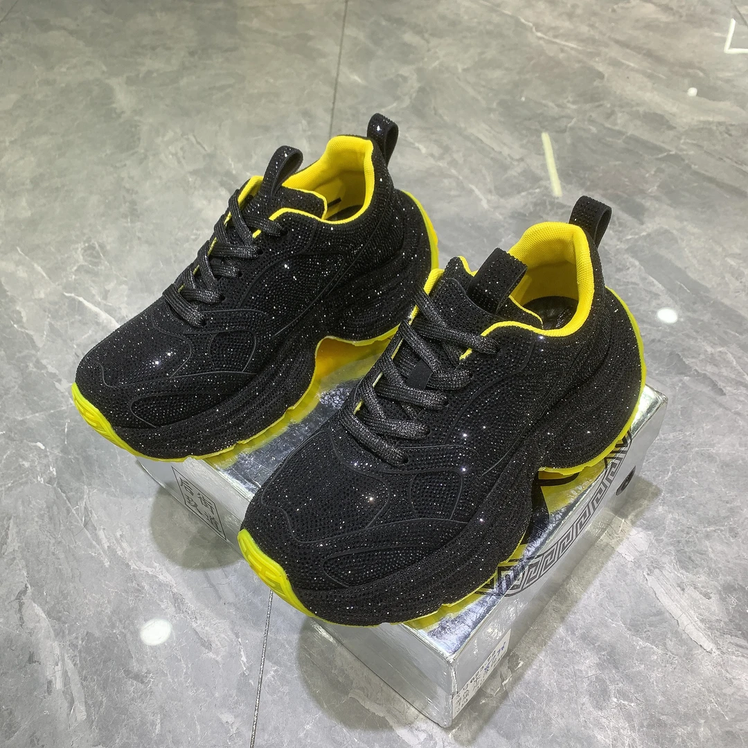 老爹鞋男ins超火水钻满钻绑带休闲鞋红色老爹鞋小众设计帅气男鞋