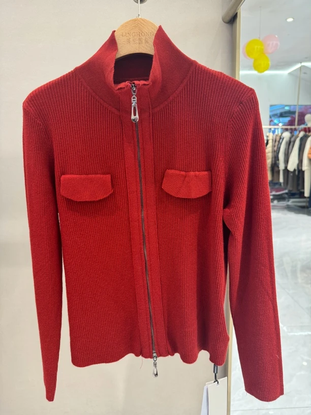 【领宏国际】02051 秋冬修身显瘦不嘞脖子简约大气针织衫立领毛衫