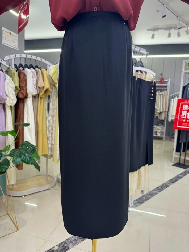 【VV FUSHI】B24082239秋冬包臀百搭时尚气质开叉A字显瘦半身裙