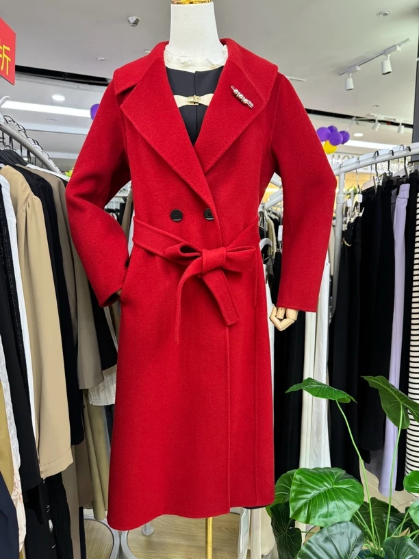 【VV FUSHI】S24113631秋冬新款百搭显瘦气质时尚长款双面羊毛大衣