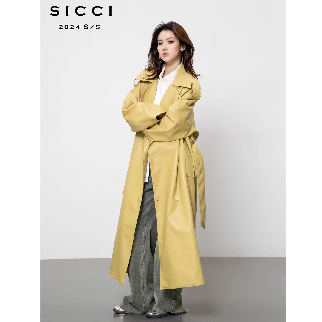 5折清 不tui不换 施施SICCI 秋冬新品 心心念很久的帅气长款皮衣