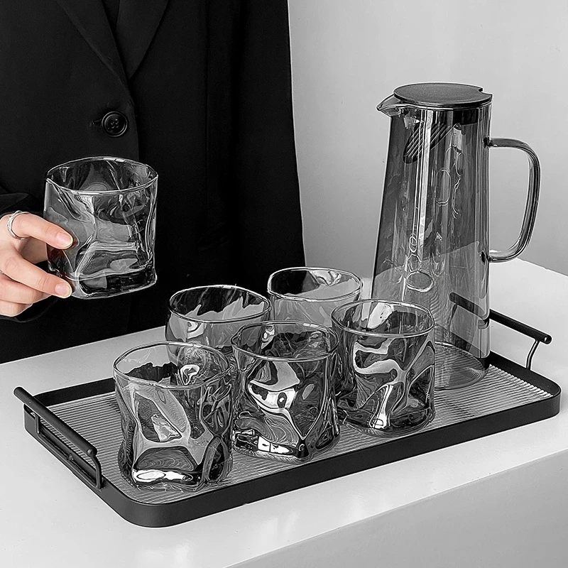 轻奢高颜值扭扭水杯子套装家用待客厅大容量冷水壶杯具玻璃杯茶杯