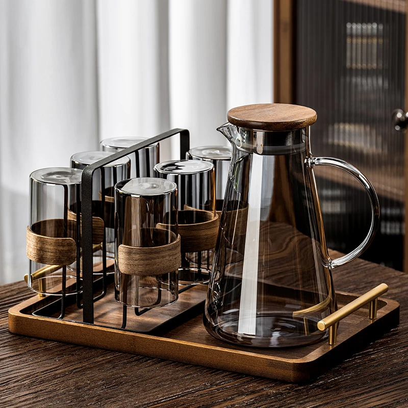 新中式耐高温玻璃喝水杯套装家用客厅待客杯子泡茶杯茶具套装水壶