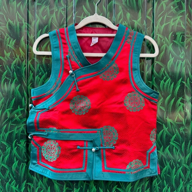 民族风儿童可爱马夹蒙古元素手工里衬小孩女孩背心坎肩宝宝红色