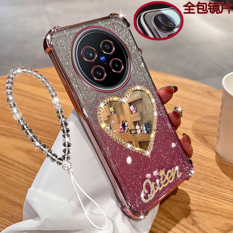 荣耀x60pro手机壳BRP-AN00镜头全包镶钻镜子气囊透明防摔套女款软