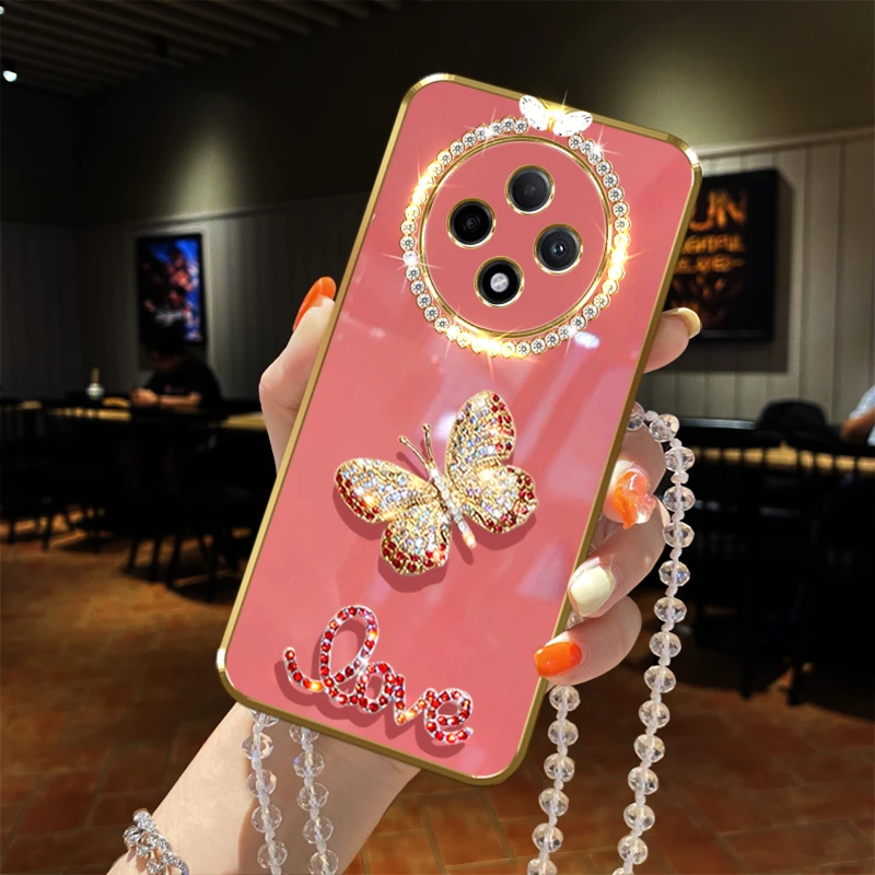 OPPO A3Pro手机壳镶钻pjy110保护套蝴蝶女款时尚镜头全包软胶防摔