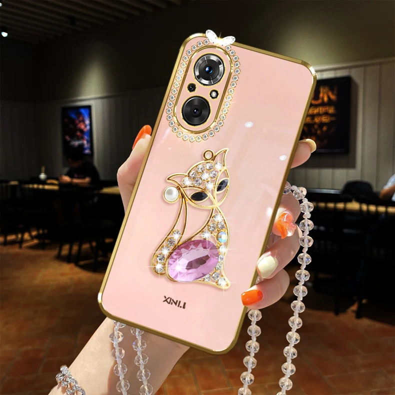 荣耀50se手机壳狐狸珠链全包镜头女新款软硅胶防摔保护套JLH-AN00