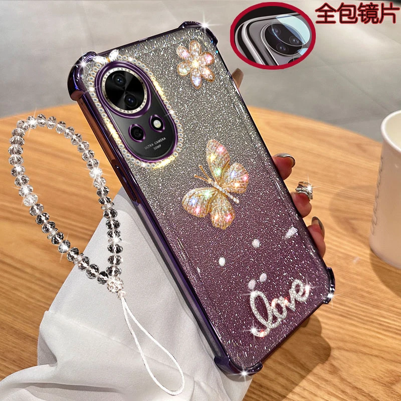 适用华为nova12pro手机壳ADA-AL00镜头全包镶钻气囊四角防摔女款