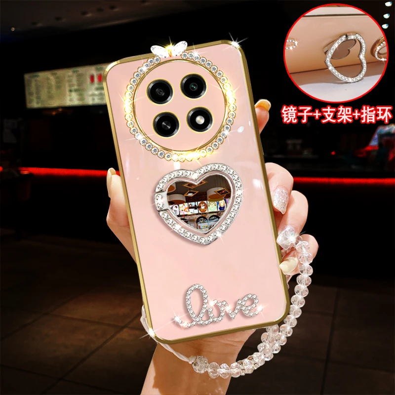 华为畅享70Pro手机壳CTR-AL20镶钻爱心指环支架镜子防摔保护套软