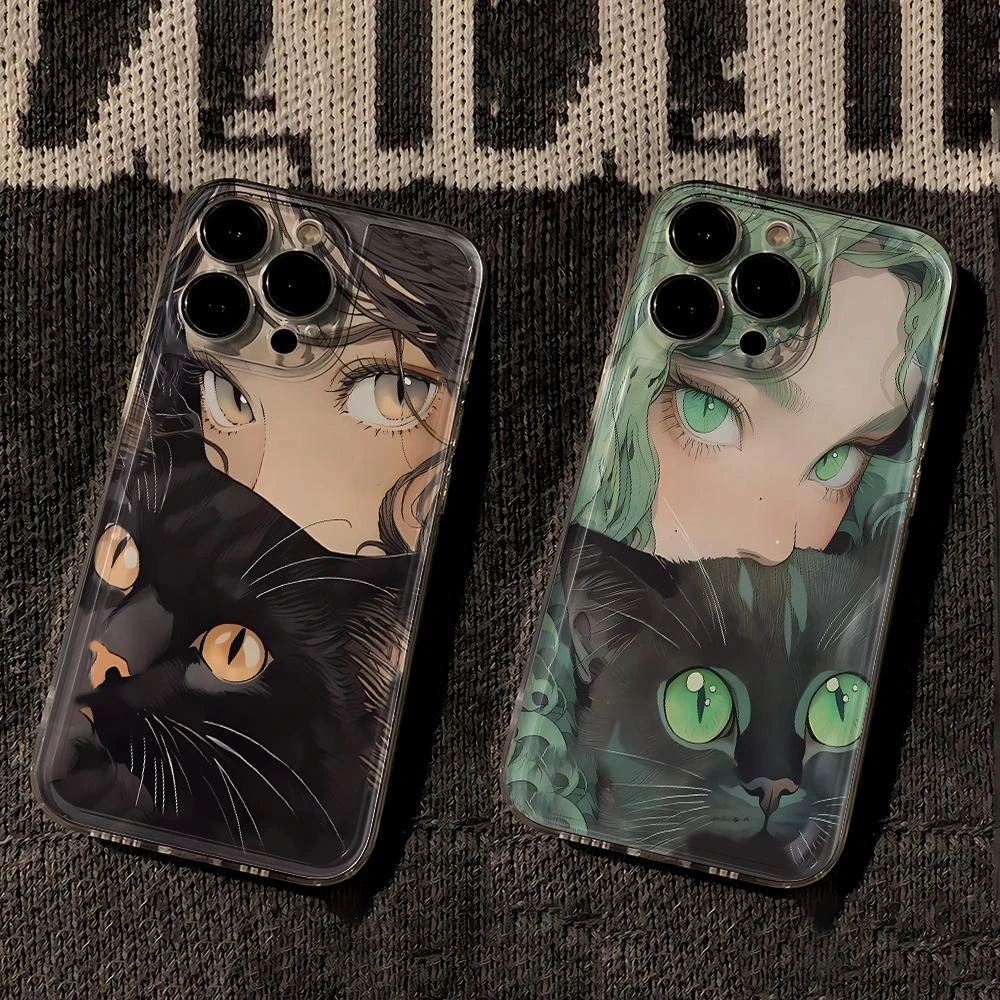 抱猫女适用苹果小米oppovivo华为iPhone12/13/14/15手机壳