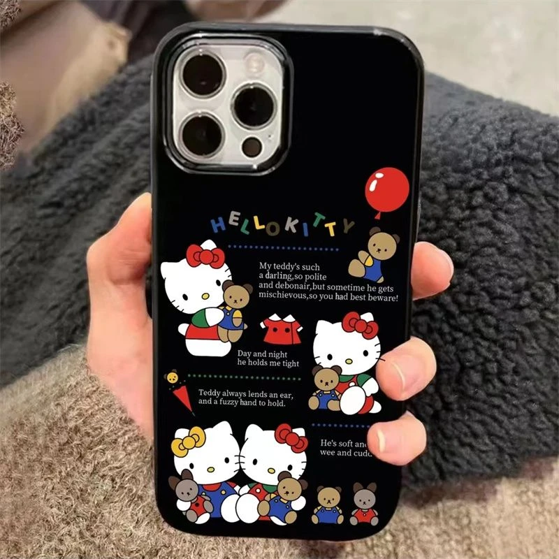 高级黑大孔卡通适用苹果15手机壳iphone13/14promax新款12/11半包