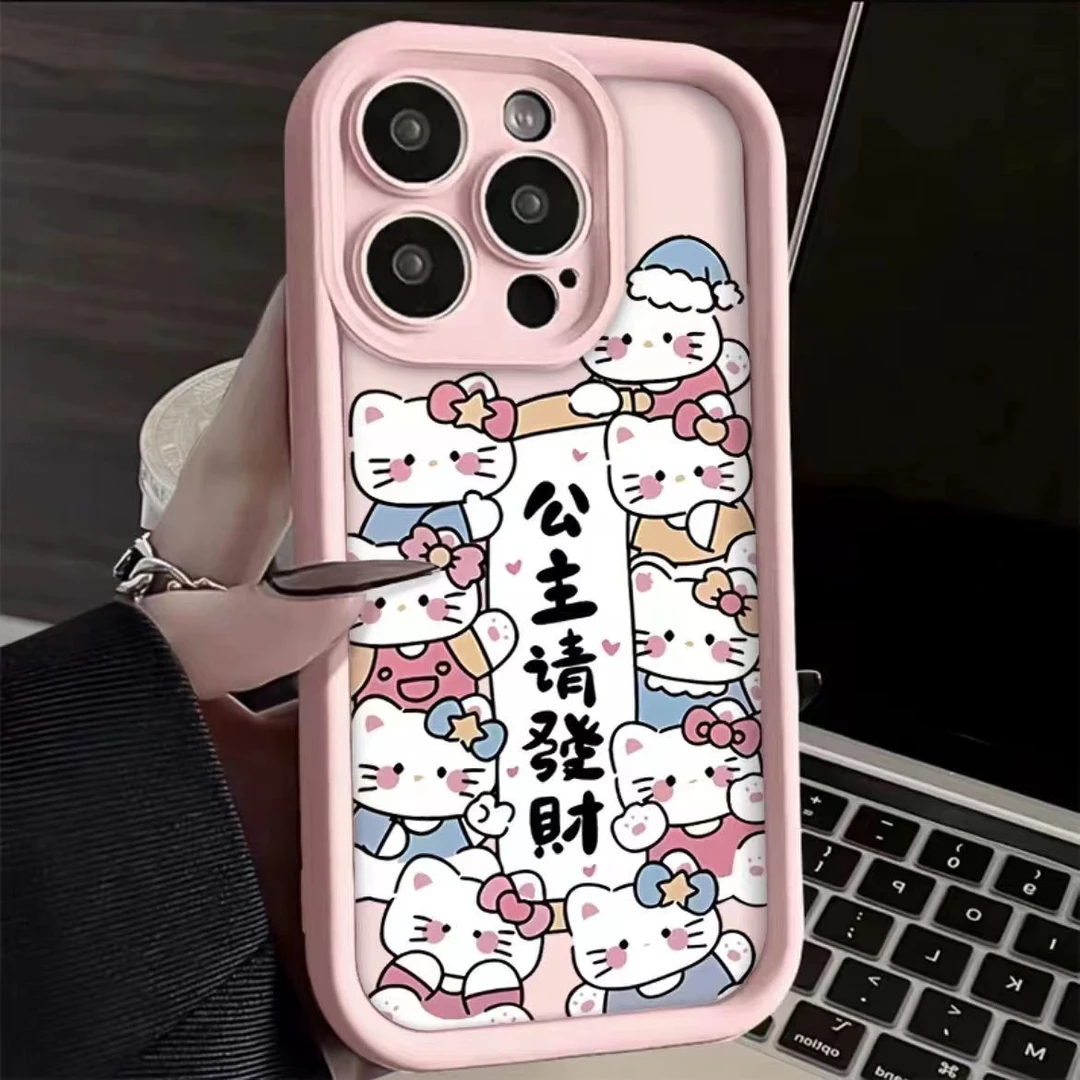 可爱KT公主发财苹果15promax手机壳13/11卡通iPhone14少女12p软XR