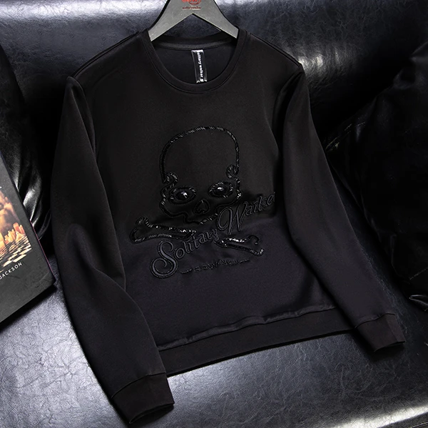 原创设计师高定男士烫钻圆领春秋季时尚卫衣男长袖SW-2282