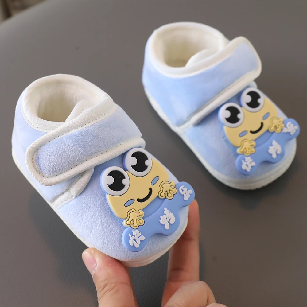 婴儿学步鞋棉鞋宝宝学步鞋0-1岁不掉鞋冬季加绒加厚软底魔术贴