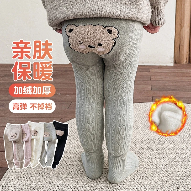 冬季加绒加厚宝宝连裤袜大PP打底裤婴儿女童保暖外穿宝宝打底裤