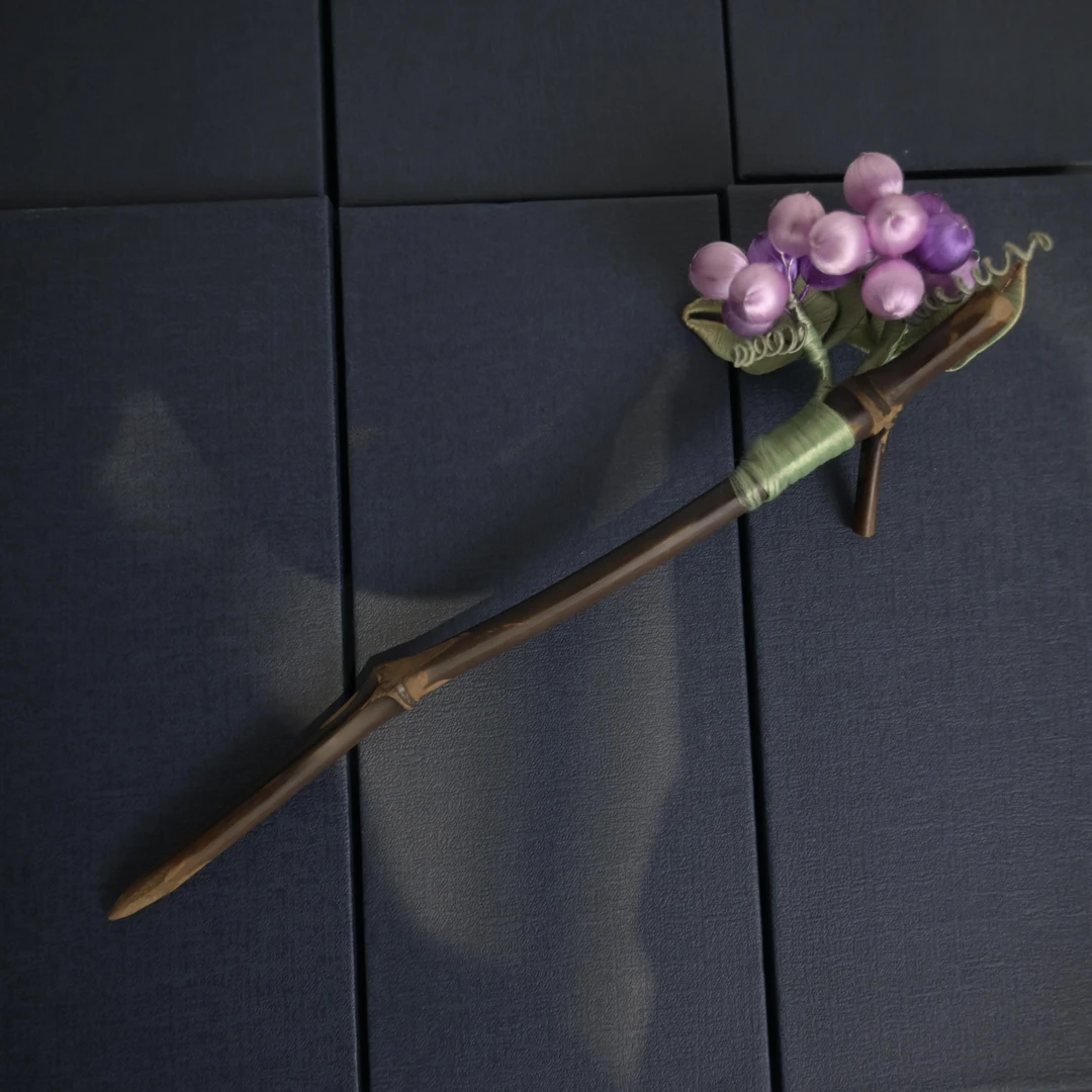 紫葡萄 手工缠花 复古发钗130