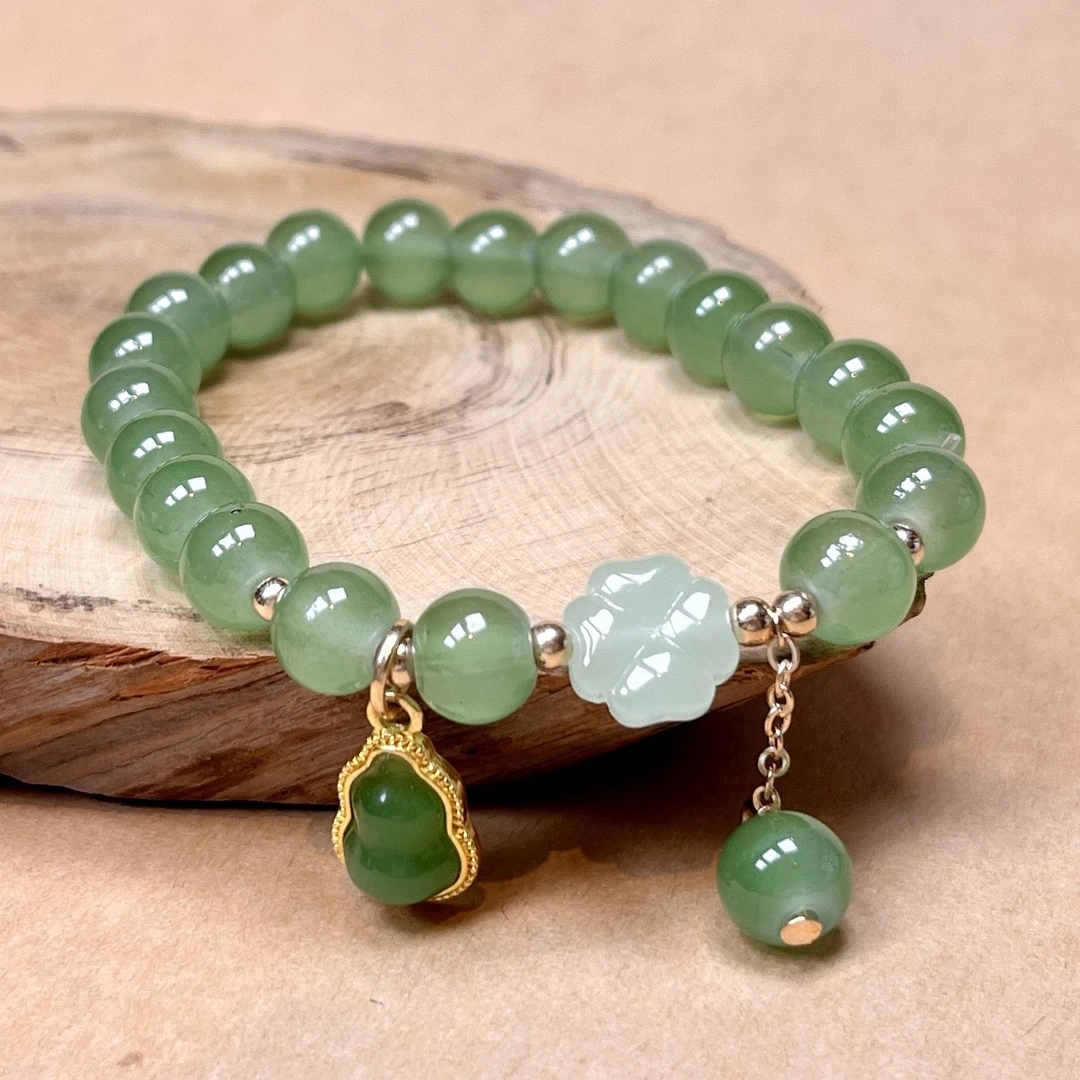 非金属玻璃手链 夏季新品琉璃手链气质单圈国风绿色葫芦-19