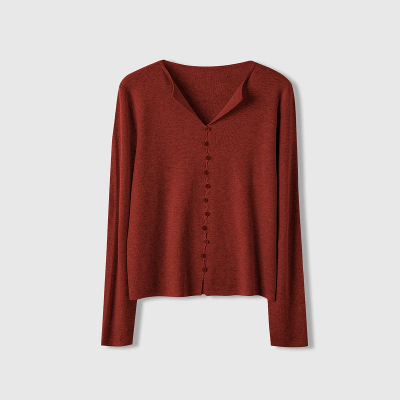 【冬冬定制】秋装新品开衫纯色气质翻领毛衣女 LL888