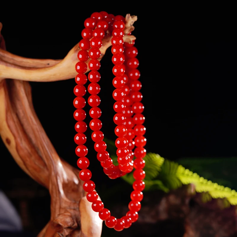 云南高端6mm保山玛瑙 多圈 手链  满色满肉无裂天然