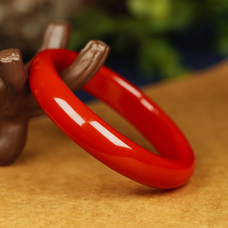 AAA云南 高端 满色满肉 锦红玛瑙天然手镯 正装镯宽条亮光