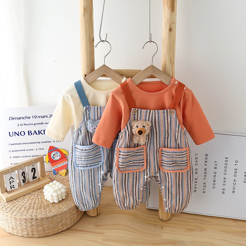 2024秋款可爱男女宝宝衣服外出服背带裤