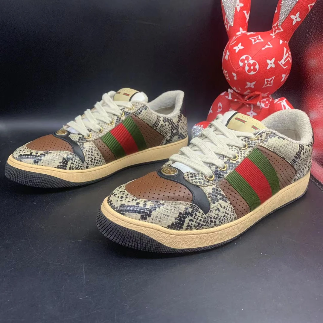 【聚星折扣】GUCCI/古驰95新男士休闲蛇鳞纹脏脏鞋41欧码ddm255