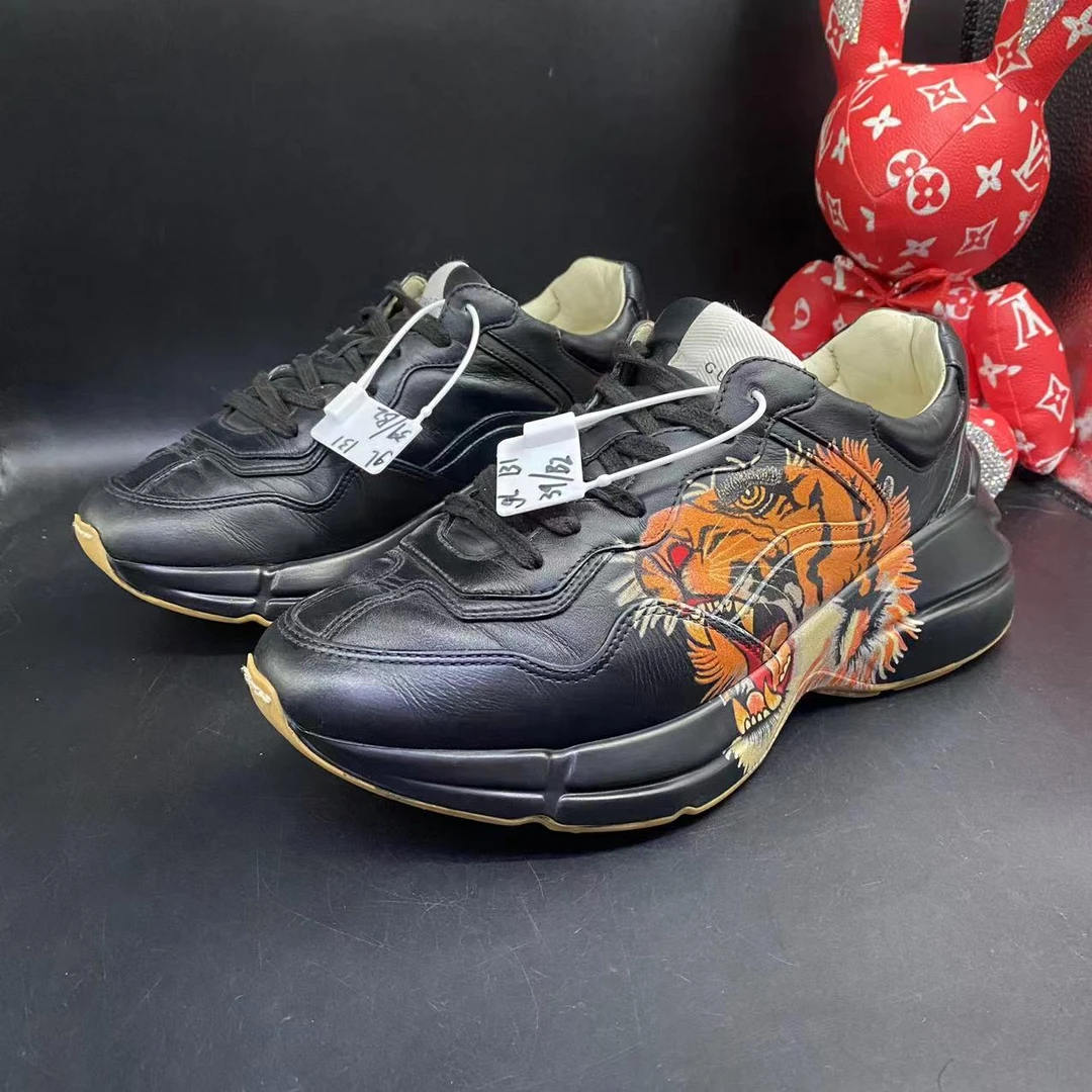 【聚星折扣】古驰/Gucci95新休闲时尚百搭黑色虎头老爹鞋39欧码ao