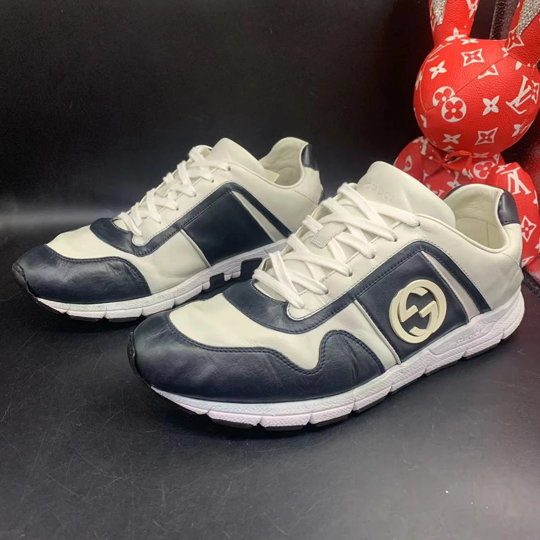 【聚星福利】GUCCI/古驰95新男士休闲时尚黑白熊猫运动鞋40欧码