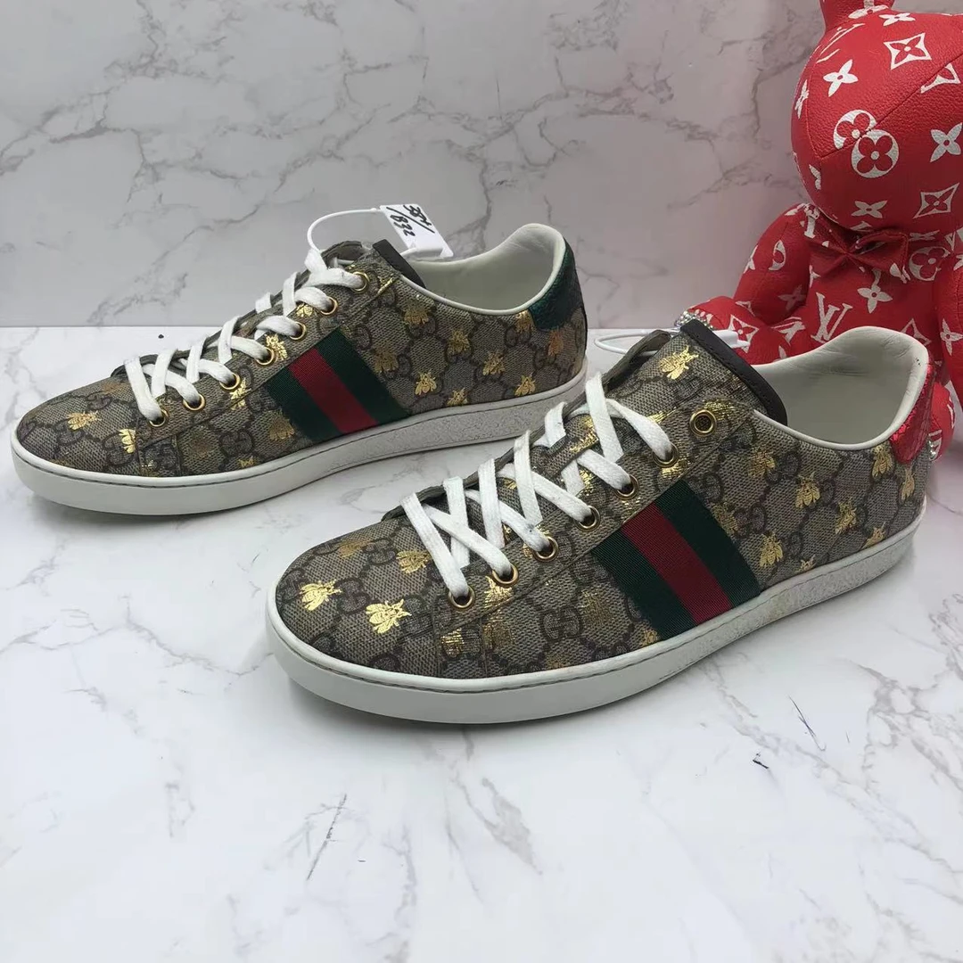 【聚星折扣】古驰/GUCCI/95新男士休闲舒适经典金星蜜蜂板鞋42欧码