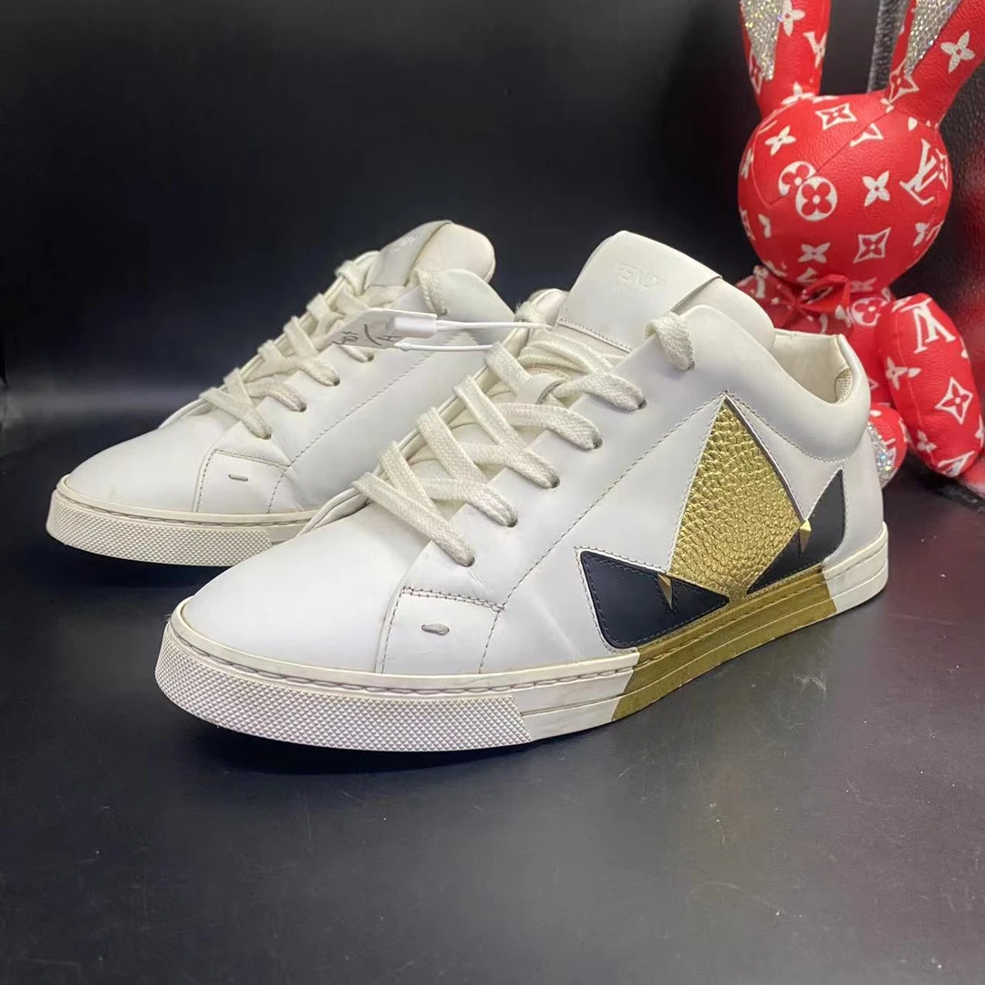 【聚星福利】FENDI/芬迪男士95新休闲舒适白色低帮板鞋40.5欧码