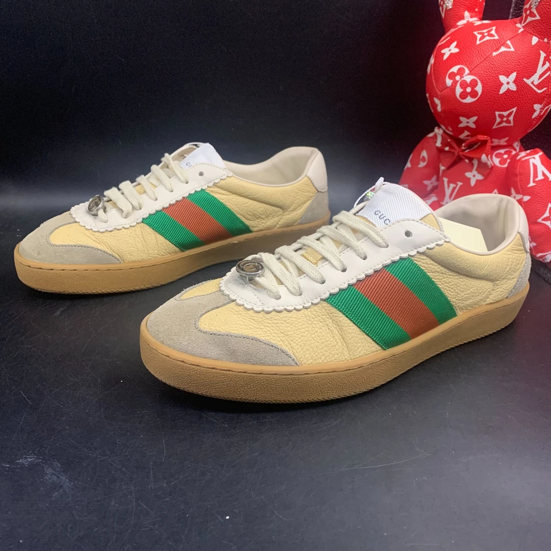 【聚星福利】GUCCI/古驰95新男舒适黄色小德训板鞋39.5欧码ddm1043