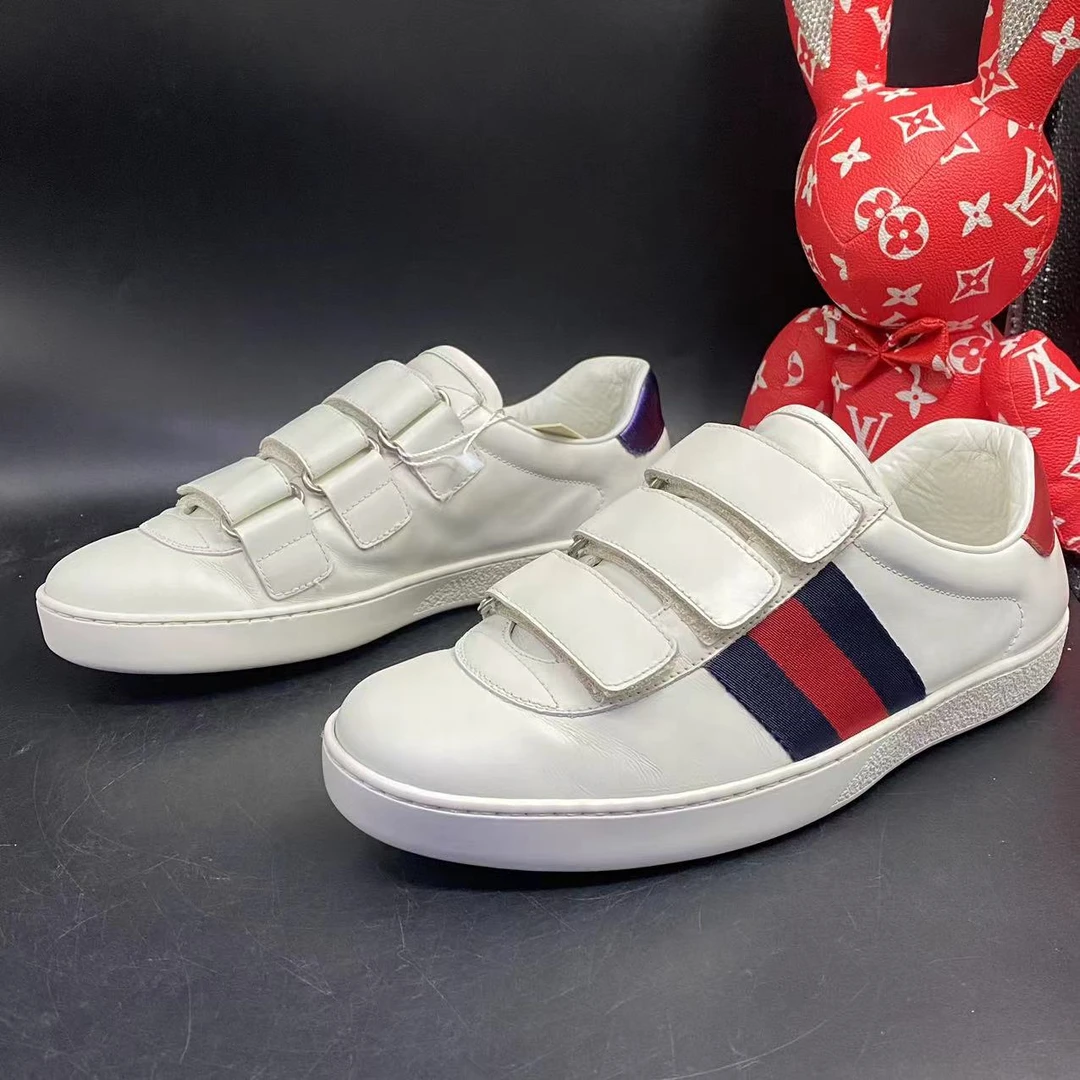【聚星福利】GUCCI/古驰/95新男ACE系列魔术贴板鞋38.5欧码ddm1041