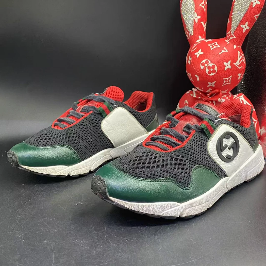 【聚星福利】GUCCI/古驰95新男士舒适拼色网面运动鞋40欧码ddm627