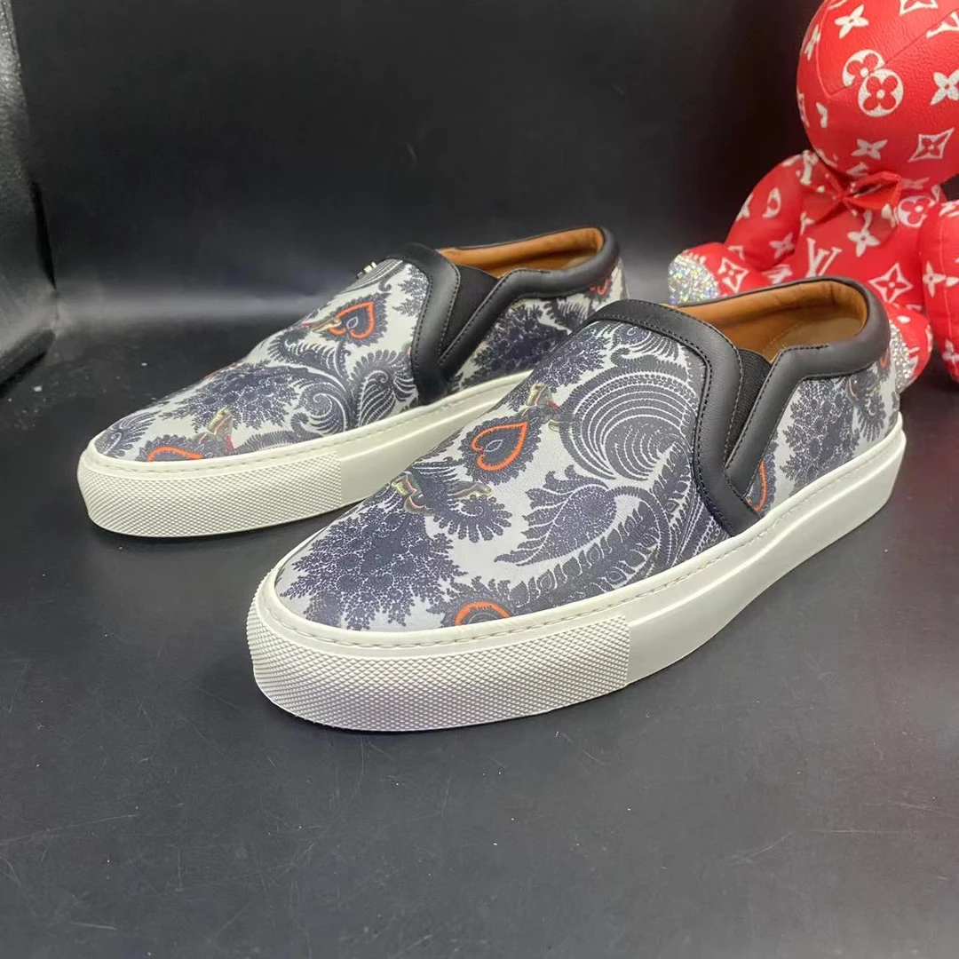 【聚星福利】纪梵希/Givenchy 95新男士休闲蓝色花卉一脚蹬板鞋39欧