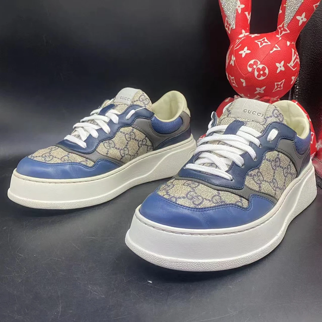 【聚星折扣】GUCCI/古驰95新休闲舒适藏蓝色饼干鞋40.5欧码ddm1305