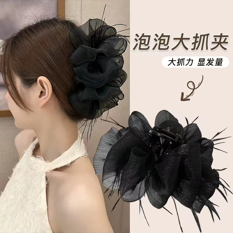 鲨鱼夹网红黑色大抓夹发夹抓夹优雅复古法式流行韩版上班族大发卡