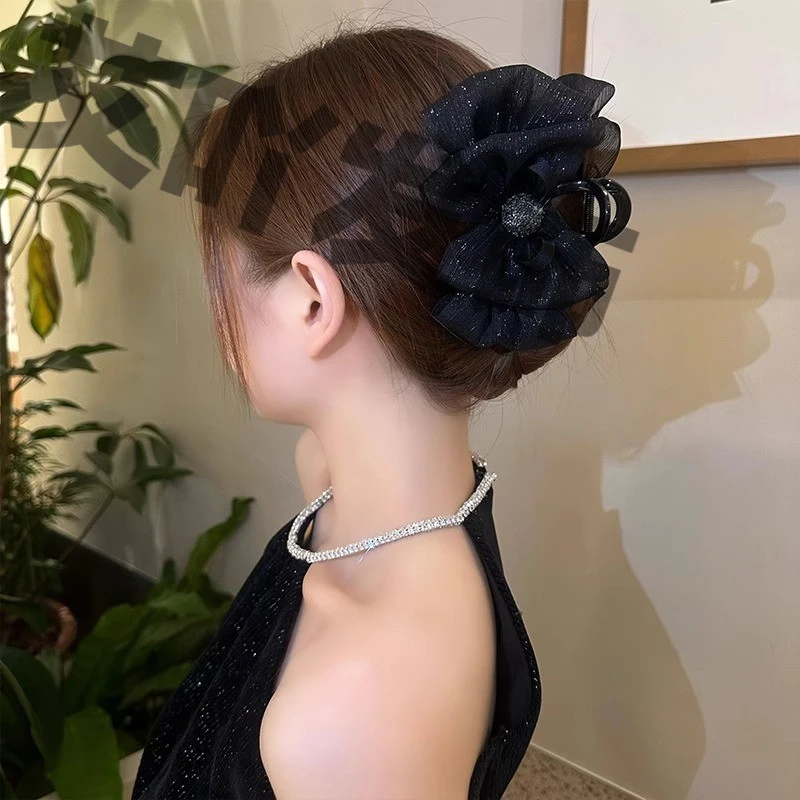 发卡夹子蝴蝶结小抓夹鲨鱼夹3040岁气质洋气黑色半马尾在逃公主07