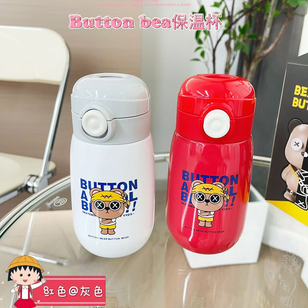 创意新款小熊保温杯卡通弹跳水杯304不锈钢便携随行小容量水杯