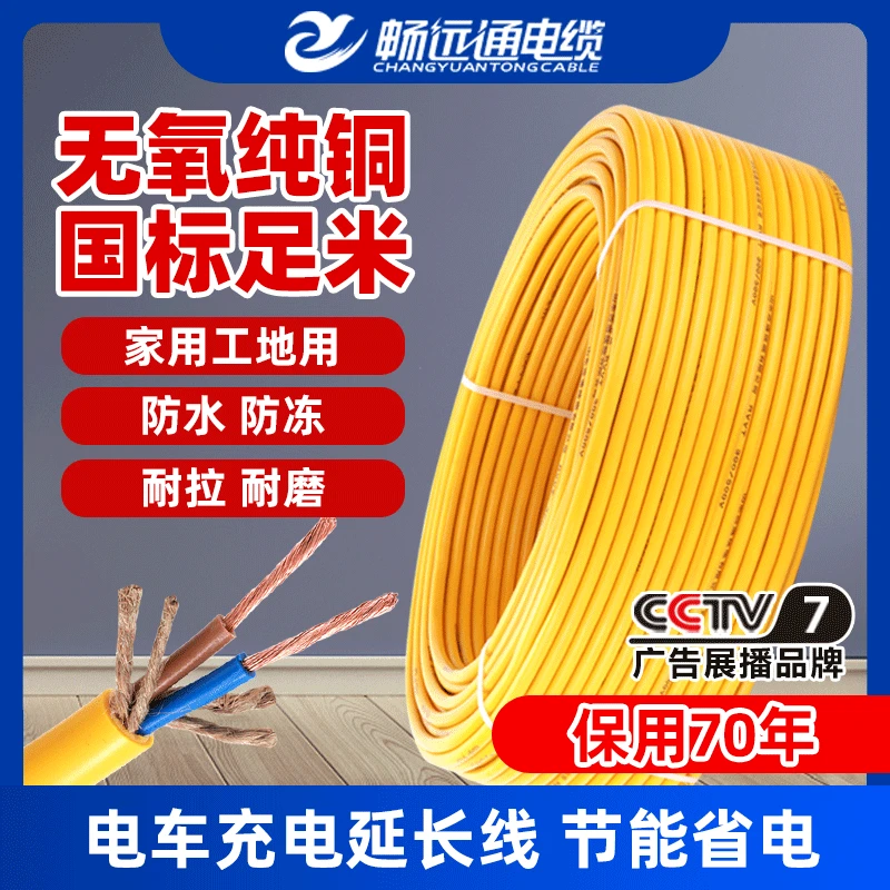 国标纯铜 护套线2芯家用电线软电缆 户外防水防冻2*1 1.5 2.5平方