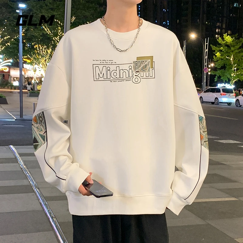 集团品牌GLM港风卫衣男士潮流宽松打底衫秋季新款加绒加厚长袖T恤