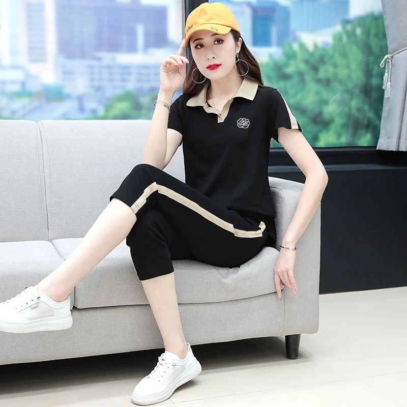 中老年高档减龄装洋气运动套装女夏季2024新款广场舞服装团队夏装